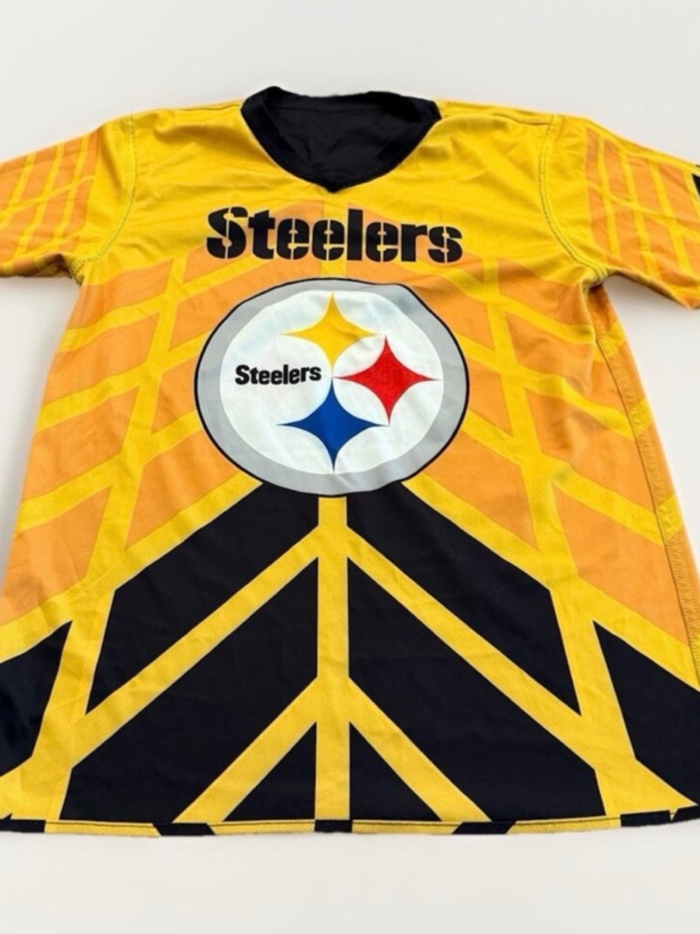 Pittsburgh Steelers Black & Gold Graphic Flag Football Jersey Shirt (Reversible)